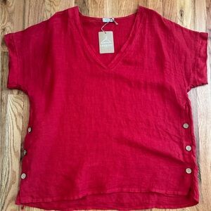Red Linen Women's Top